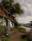 Famous Cottage Paintings - A Riverside Cottage